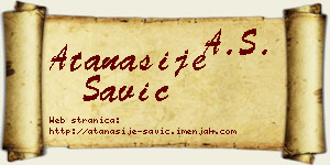 Atanasije Savić vizit kartica